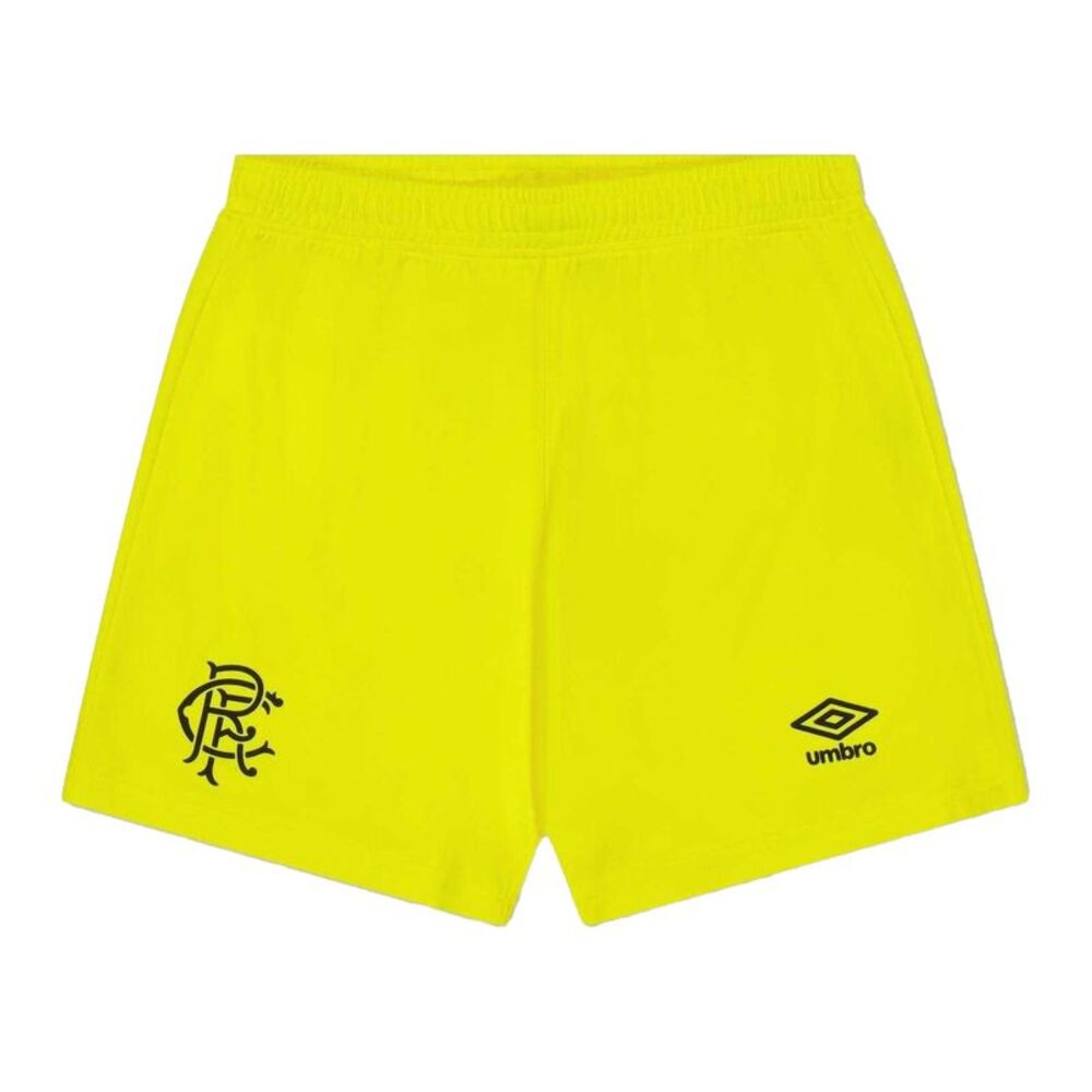 Umbro Childrens/Kids 2025/2026 Rangers FC Football Goalkeeper Shorts / Yellow